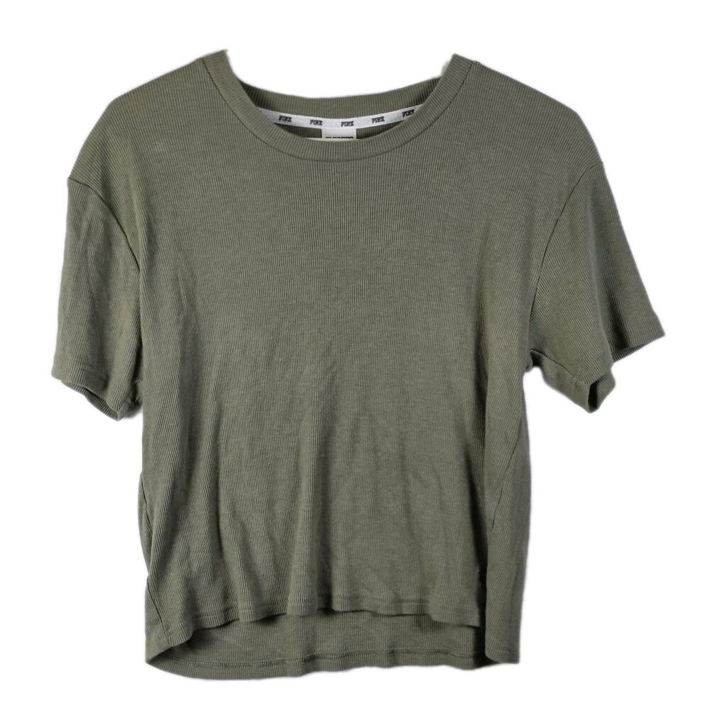 Pink Victoria’s Secret Women's Medium Green Short T-Shirt